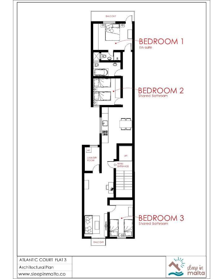 F3 Room 2, Private Room Two Single Beds Shared Bathroom Msida Ngoại thất bức ảnh